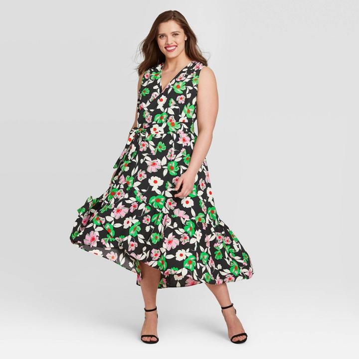 Women's Plus Size Floral Print Sleeveless Dress - Who What Wear Black 1x, Women's,