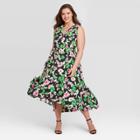 Women's Plus Size Floral Print Sleeveless Dress - Who What Wear Black 1x, Women's,