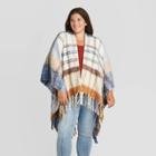 Women's Plus Plaid Ruana Kimono Jacket - Universal Thread Cream One Size, Ivory