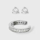 Sterling Silver Round Cubic Zirconia Stud And Ear Cuff Set - A New Day