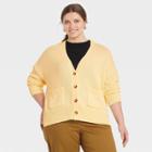 Women's Plus Size Button-front Cardigans - A New Day Yellow
