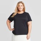 Women's Plus Size Short Sleeve Crewneck Sandwash T-shirt - A New Day Black X, Women's