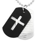 West Coast Jewelry Men's Stainless Steel Plated Cross And 'lord's Prayer' Double Dog Tag Necklace - Black,