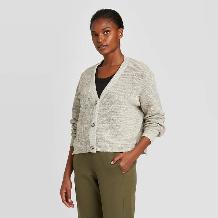 Women's Long Sleeve V-neck Cardigan - Prologue Gray