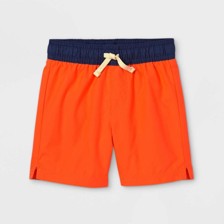 Toddler Boys' Solid Swim Trunks - Cat & Jack Orange