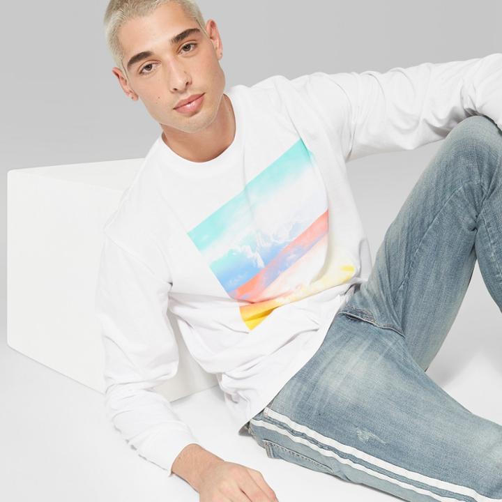 Men's Long Sleeve Limitless Feeling Graphic T-shirt - Original Use White