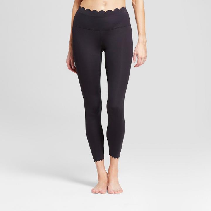 Women's Premium Lightweight High-waisted Scalloped Leggings - Joylab Black