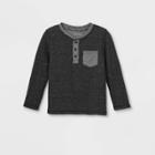 Toddler Boys' Double Knit Henley Long Sleeve T-shirt - Cat & Jack Black