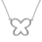 No Brand 0.01 Ct. T.w. Diamond Butterfly Pendant Necklace In Sterling Silver - Hij I3 - White, Women's