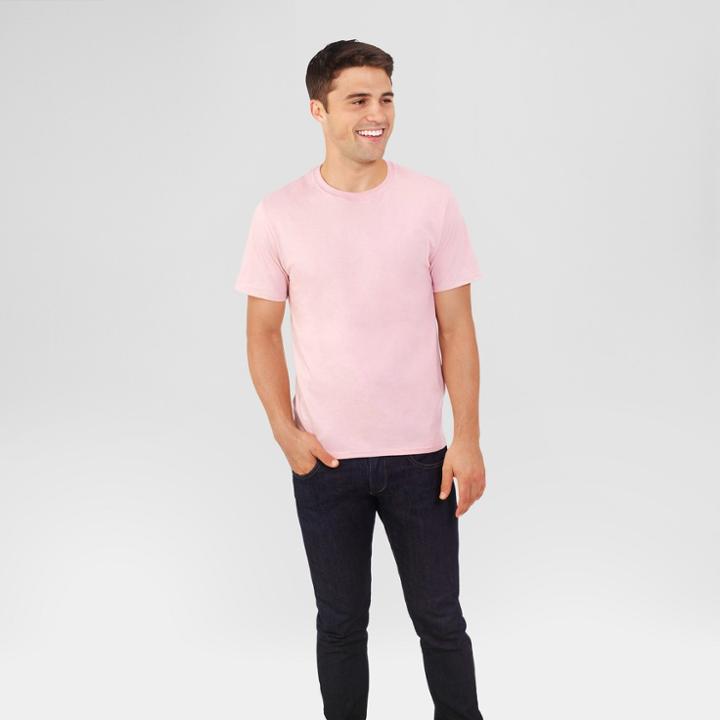 Fruit Of The Loom Select Men's Short Sleeve Crew Neck T-shirt - Pink