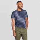 Men's Striped Standard Fit Novelty Crew T-shirt - Goodfellow & Co Blue Beam