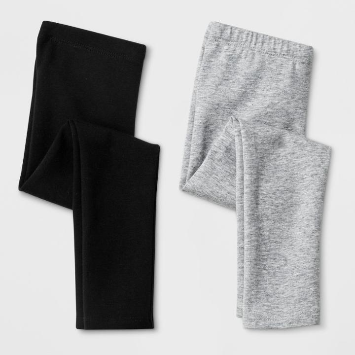 Toddler Girls' 2pk Leggings - Cat & Jack Black & Gray