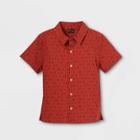 Toddler Boys' Printed Short Sleeve Button-down Shirt - Art Class Orange