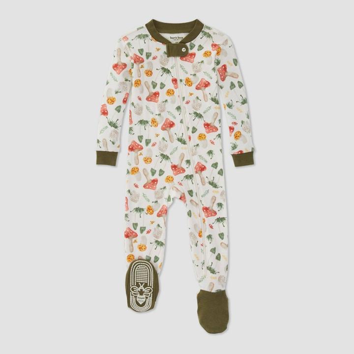 Burt's Bees Baby Baby Merry Mushrooms Organic Cotton Footed Pajama - Dark Green