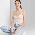 Women's Lace Trim Satin Cami - Wild Fable Almond