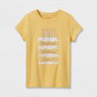 Girls' 'happy Birthday' Short Sleeve Graphic T-shirt - Cat & Jack Light Mustard Yellow