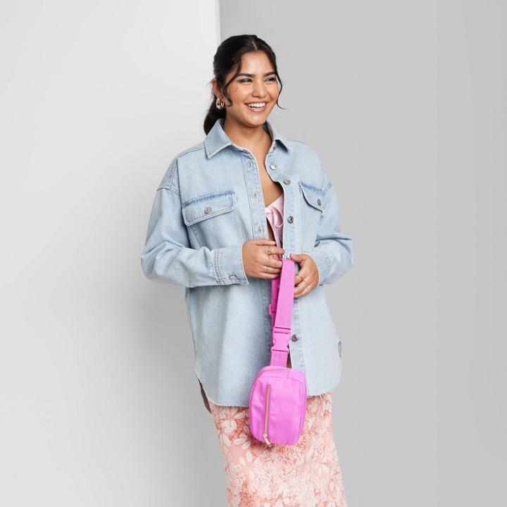 Women's Denim Shacket - Wild Fable Light Wash