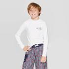 Oversizeboys' Shark Print Long Sleeve Rash Guard - Cat & Jack White L Husky, Boy's, Size: