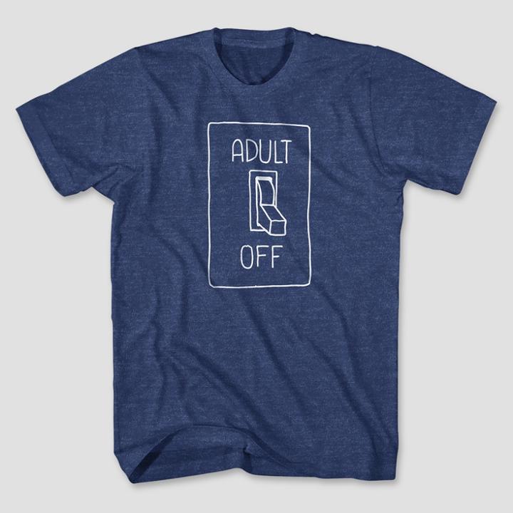 Mad Engine Men's Short Sleeve Adult Off T-shirt - Heathered Deep Navy