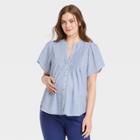 The Nines By Hatch Flutter Short Sleeve V-neck Button-down Maternity