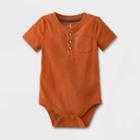 Baby Boys' Henley Jersey Pocket Short Sleeve Bodysuit - Cat & Jack Orange Newborn