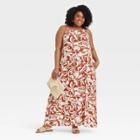Women's Plus Size Floral Print Sleeveless Dress - A New Day Brown