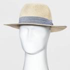 Men's Panama Straw Hat With Chambray Band - Goodfellow & Co Natural