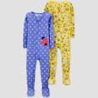 Toddler Girls' 2pk Lady Bug/floral Footed Pajama - Just One You Made By Carter's Blue