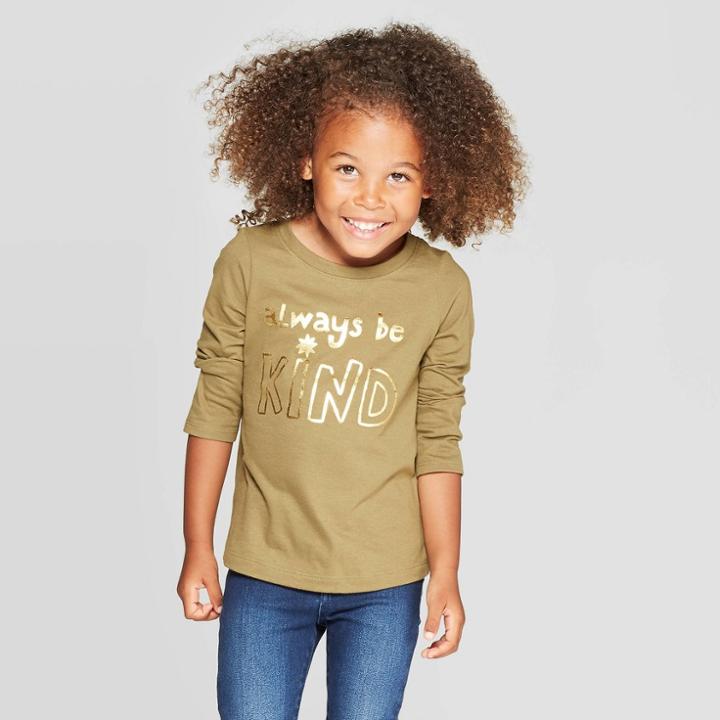 Toddler Girls' Long Sleeve 'kind' Graphic T-shirt - Cat & Jack Green
