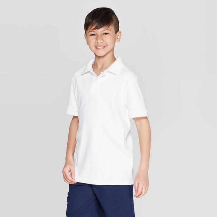 Petiteboys' Short Sleeve Interlock Uniform Polo Shirt - Cat & Jack White