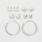 Sterling Silver With Cubic Zirconium Dainty Earring Set 5pc - A New Day Silver, Women's