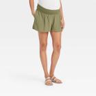 The Nines By Hatch Smocked Waistband Modal Maternity Shorts Olive Green