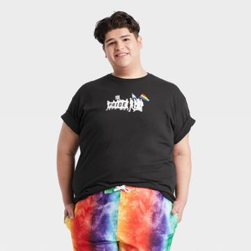 Ph By The Phluid Project Pride Gender Inclusive Adult Extended Size 'pride March' Short Sleeve Graphic T-shirt - Ph By The Plhuid Project Black