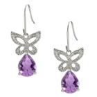Target Diamond And Amethyst Accent Butterfly Earrings In Sterling Silver (ij-i2-i3), Girl's, Purple