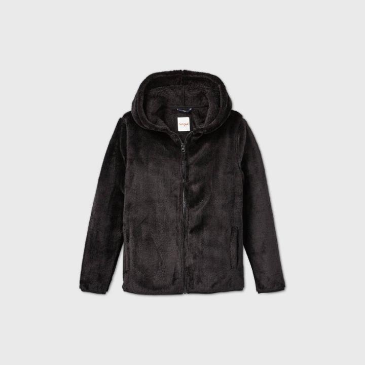 Boys' Full Zip Sherpa Hooded Sweatshirt - Cat & Jack Black