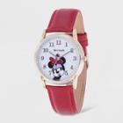 Women's Disney Minnie Mouse Two Tone Cardiff Leather Strap Watch - Red