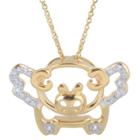 Journee Collection 1/10 Ct. T.w. Round-cut Cz Pave Set Pigs With Wings Pendant Necklace In Sterling Silver - Gold