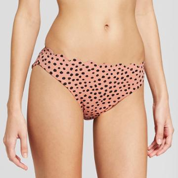 Vanilla Beach Women's Scallop Hipster Bikini Bottom - Animal