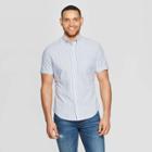 Men's Striped Slim Fit Short Sleeve Button-down Shirt - Goodfellow & Co Airy Blue