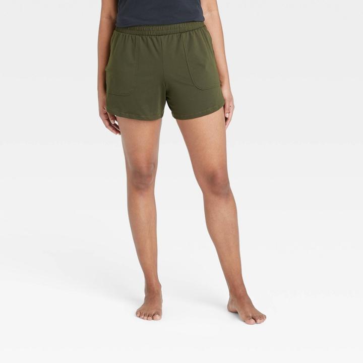 Women's Mid-rise Knit Shorts 5 - All In Motion Olive Green