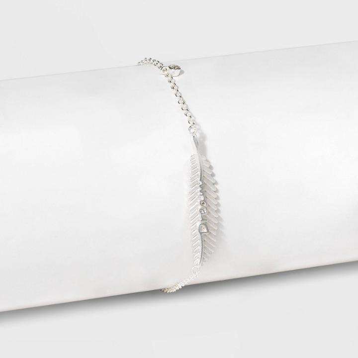 No Brand Silver Plated Dream Duo Feather & Bar Bracelet - Silver Gray, Women's