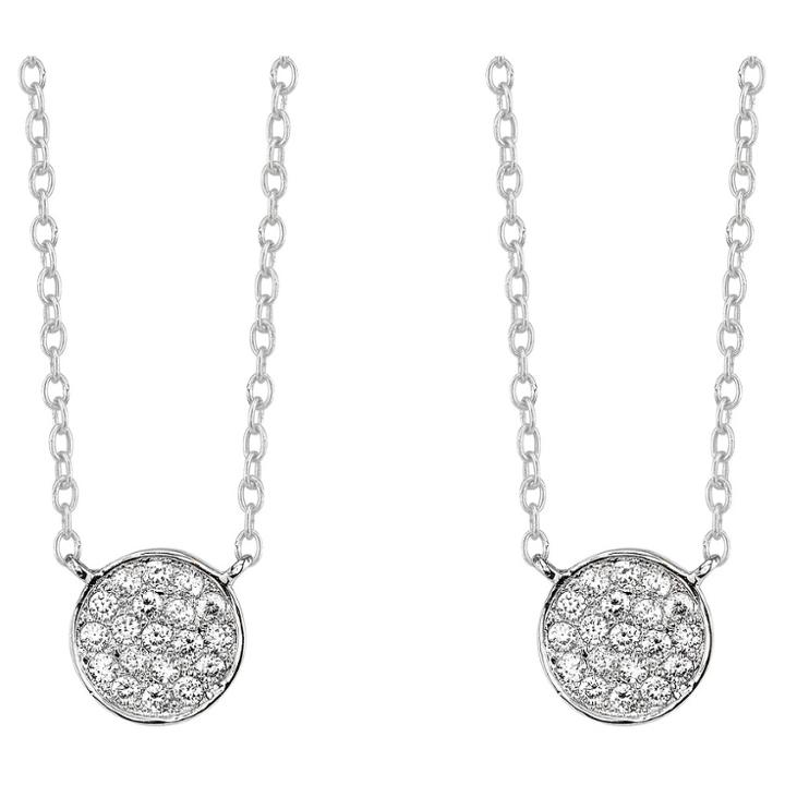 Target Silver Plated Pave Disc Pendant 2 Piece Set - Silver