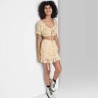Women's High-rise Double Ruched Mini Skirt - Wild Fable Yellow Floral