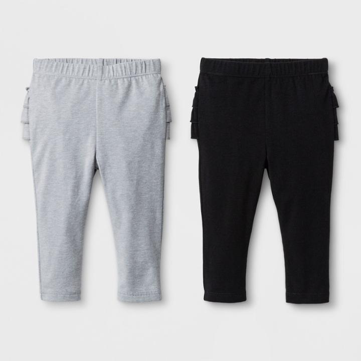 Baby Girls' 2pk Leggings Set - Cat & Jack Black/gray 18m, Girl's,