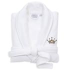 L/xl Waffle Terry Bathrobe With Cheetah Crown Design White - Linum Home Textiles