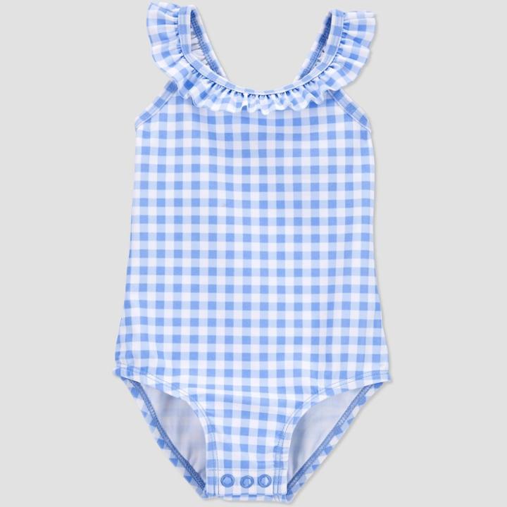 Baby Girls' Gingham Check One Piece Swimsuit - Just One You Made By Carter's Blue