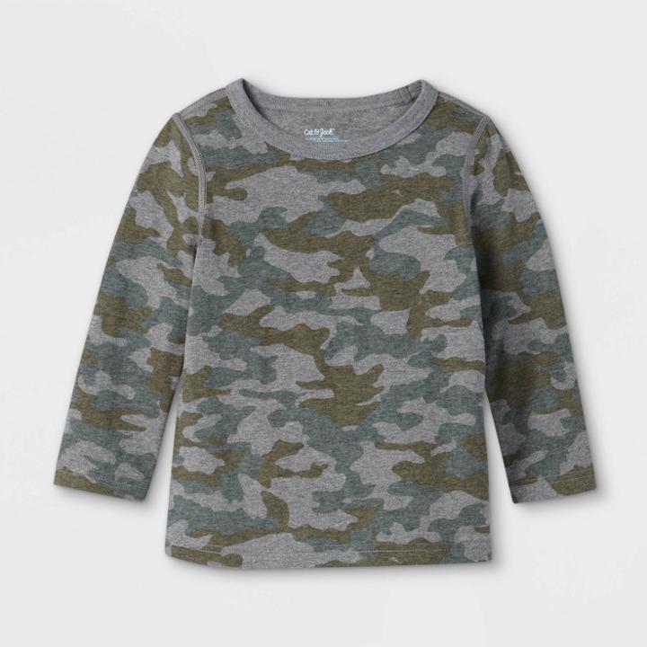 Toddler Boys' Adaptive Camo Long Sleeve T-shirt - Cat & Jack Green