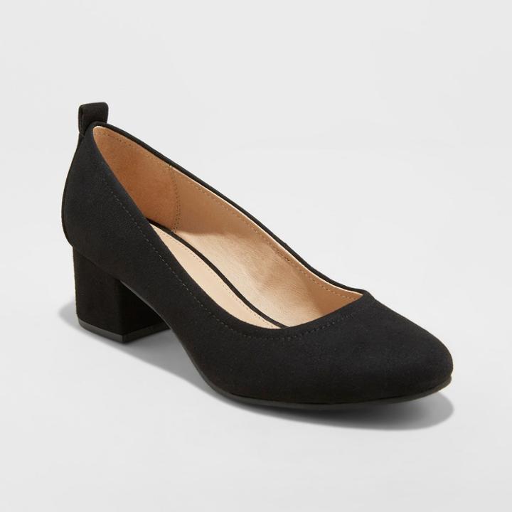 Women's Lenora Microsuede Closed Toe Heeled Pumps - Universal Thread Black