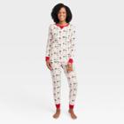 Women's Holiday Joyful Print Matching Family Pajama Set - Wondershop Cream