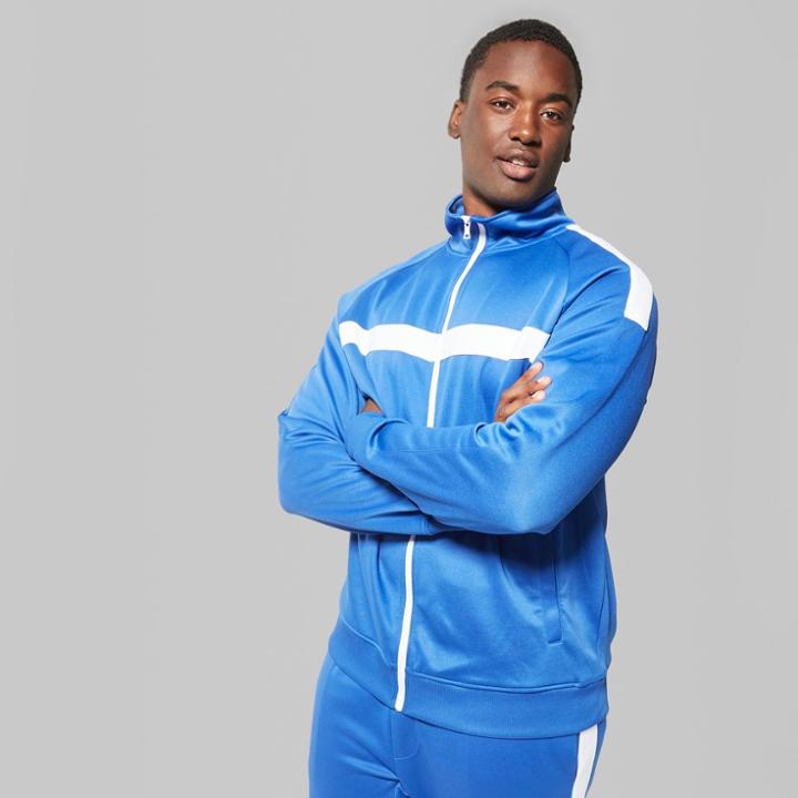 Men's Big & Tall Long Sleeve Track Jacket - Original Use Lapis Blue